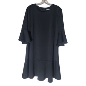 Moonbasa black bell sleeve shift dress women’s size large ruffle hem